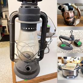 MaxSold Auction: This online auction features small kitchen appliances, vintage pots & pans, vintage Pyrex, fitness gear, TVs, bedroom furniture, games, vintage lanterns, printer, model cars, vintage tin signs, Toby mugs, stained glass lamp, antique tools, and more!