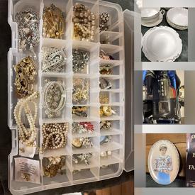 MaxSold Auction: This online auction features silver & costume jewelry, perfume bottles, Beswick figurine, teacup/saucer sets, sewing supplies, Royal Doulton figurines, decanters, NIB composter, stamps, cameras, Depression glass, and more!n