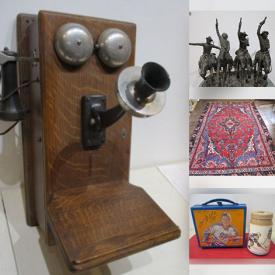 MaxSold Auction: This online auction features games, collectible coin banks, Persian rugs & runners,  die-cast vehicles, Star Trek collectibles, jade jewelry, Joan Miro artwork, antique toys, vintage bronze figures, Art Deco lamp, vintage chandelier, art glass, stone carvings, Indigenous artwork, commercial slushy machines, trinket boxes, coins, banknotes, sports collectibles, comics, vintage marbles, sports trading cards, and more!n