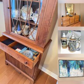 MaxSold Auction: This online auction features cycling jerseys, sports equipment, wood carvings, craft supplies, quilting supplies, steins, souvenir spoons, decorative plates, Bunnykins, stereo components, antique tools, mini fridge, counter stools, desk & chair, bookshelves, area rug, small kitchen appliances, and more!