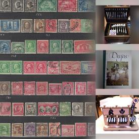 MaxSold Auction: This online auction features stamps, vintage cruet stand, uranium glass, vintage steeple clock, Christmas village pieces, souvenir spoons, art treasure portfolio plates, vinyl records, vintage glass ornaments, small kitchen appliances, Depression glass, live plants, and more!