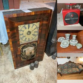 MaxSold Auction: This online auction features S&P shaker collection, blue & white collectibles, porcelain dolls, soapstone carvings, teacup/saucer sets, collector plates, art glass, bell collection, teapot collection, teacup/saucer sets, decorative plates, art pottery, First Day issue stamps, comics, vintage postcards, sports trading cards, antique Ogee clocks, vintage bottles, toys, Star Trek collectibles, children’s books, vinyl records, matchbook collection, decanter sets, wood carvings, Jasperware, antique settee, designer ties, antique books, Asian panels, egg collection, and much, much, more!!!