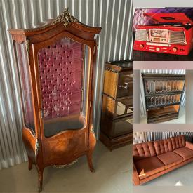 MaxSold Auction: This online auction features leather furniture, antique chairs, Funko Pops, toys, turntables, antique cabinet, barrister cabinets, brass/marble table, patio furniture, small kitchen appliances, area rug, and more!