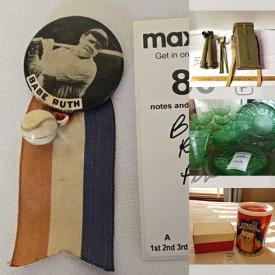 MaxSold Auction: This online auction features sports collectibles, sports trading cards, garden tools, power & hand tools, garden art, vintage bottles & tins, games, puzzles, decorative plates, air compressor, window AC units, snowblower, lawnmowers, cuckoo clock, men’s clothing, vintage Pyrex, transferware, collector plates, steins, Coca-Cola collectibles, depression glass, cedar chest, toys, children’s books, antique sad irons, vintage books, stoneware jugs, vintage postcards, costume jewelry, watches, home health aids, Sentry safe, sewing machine, refrigerator, upright freezer, canning jars, small kitchen appliances, art & craft supplies, beauty appliances, uranium glass, office supplies, stamps, banknotes, stair lift, TV, jadeite, and much, much, more!!!