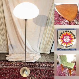 MaxSold Auction: This online auction features MCM dining table & chairs, vintage table top hockey game, teak furniture, electronic drum kit, vintage drum set, Chinese Guzheng, John Skrobach paintings, saxophones, Coca-Cola collectibles, violin, cantilever chairs, Art Deco light, sunburst wall clock, comics, bike, and more!