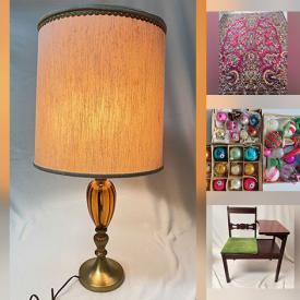 MaxSold Auction: This online auction features snowblower, area rug, vintage telephone bench, small kitchen appliances, NIB beauty appliances, vintage table lamps, Christmas dishes, vintage tins, art pottery, pet products, cloisonne, art glass, stamps, vintage canning jars, vinyl records, women’s footwear, craft stamps & supplies, Swarovski jewelry & figurine, vintage glass Christmas ornaments, and more!