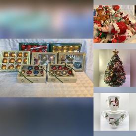MaxSold Auction: This online auction features vintage holiday decor including nativity scenes, metal sleigh, Santa cookie jar, winter mugs, Christmas trees, bells, ornaments, angels, and much, much, more!!!