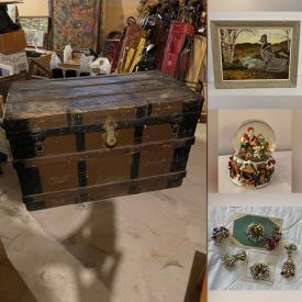 MaxSold Auction: This online auction features costume jewelry, duck decoys, vintage wood carving, antique lantern, antique sewing machine, vintage toys, antique kitchen tools, vintage bottles, antique bell, vintage marbles, small kitchen appliances, antique steamer trunk, power tool, beer stein, and more!