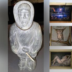 MaxSold Auction: This online auction features antique marble lamp, gold jewelry, vintage books, watches, banknote, coins, vintage toys, soapstone carvings, costume jewelry, Staffordshire figurines, camera, vinyl records, and more!\n