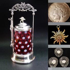 MaxSold Auction: This online auction features coins, banknotes, silver, gold &  costume jewellery, vintage hat pins, art glass, Jeannette glass, decanter set, Belleek, antique pickle castor, Royal Doulton figurines, cranberry glass, Poole pottery, head vases, Bluebird collectibles, perfume bottle, Bunnykins, Depression glass, Sadler teapot, teacup/saucer sets, art pottery, soapstone sculpture, smoking pipes, cookie jar, perfume bottles, and more!