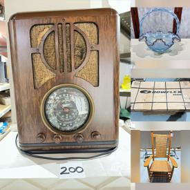 MaxSold Auction: This online auction features NIB treadmill, lawnmower, bike, art pottery, seasonal decorations, teacup/saucer sets, craft supplies, milk glass, planters, power & hand tools, hardware, chainsaw, cameras, games, monitor, DVDs, TV, men’s & women’s clothing & footwear, outerwear, antique porcelain dolls, fitness gear, decorative plates, Depression glass, art glass, drum shells, vintage tube radio, video game consoles, silver & costume jewelry, sports collectibles, Star Wars collectibles, Waterford ornaments, Cherished Teddies, office supplies, miniature village houses, sewing machine, transferware, small kitchen appliances, and more!