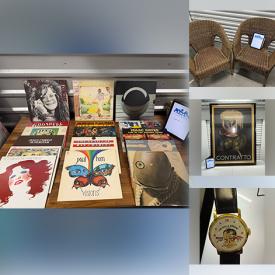 MaxSold Auction: This online auction features guitar, novelty watch, craft supplies, kitchen gadgets, vinyl records, art cards, small kitchen appliances, printers, area rug, bookcases, adjustable bed, wicker furniture, framed artwork, beveled floor mirror, and more!