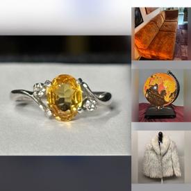 MaxSold Auction: This online auction features gold, silver & costume jewelry, MCM scoop sofa, sectional sofa, Royal Doulton figurines, table lighters, art glass, boudoir lamps, Beleek, decorative plates, decanter, vinyl records, sunglasses, Fenton glass, teacup/saucer sets, Evesham, vintage Christmas village, quilts, collector spoons, and more!