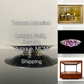 MaxSold Auction: This online auction features vintage jewelry, watches, gold & silver jewelry, antique teapot, art glass, MCM dresser, display table, settee, teak furniture, Hollywood Regency lamps, power tool, decorative plates, vintage books, art book, and more!!