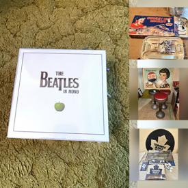 MaxSold Auction: This online auction features sports collectibles & apparel, speakers, cuckoo clocks, wood carvings, sewing machine, costume jewelry, vinyl records, DVDs, office supplies, desk & chair, CDs, rock & roll memorabilia, Star Wars collectibles, games, puzzles, collector spoons, Royal Doulton figurines, china floral bouquets, Josef Originals birthday figurines, Depression glass, mantle clock, teacup/saucer sets, vintage tins, steins, antique furniture, diner stools, games, fitness gear, ceiling fans, toys, comics, table top hockey games, mason jars, vintage books, and more!