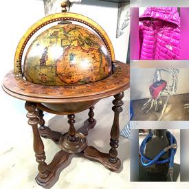 MaxSold Auction: This online auction features antique books, silver & costume jewelry, Santa blow mold, vinyl records, singing bowl, power tools, outerwear, electric fireplace, sports collectibles, vanity light, planters, yarn, Santon figurines, antique horse brasses, vintage pottery mask, art glass, DVDs, women’s footwear, vintage Staffordshire, NIB LED lights, garden tools, new beauty products & appliances, metal wall art, and more!