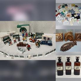 MaxSold Auction: This online auction features nutcrackers, mercury glass ornaments, Byers’ Choice carolers, Dept 56 village figurines, metal art figure, vintage matchbox collection, antique bottles, Fenton glass, vintage Kurt S. Adler figure, vintage copper molds, and more!
