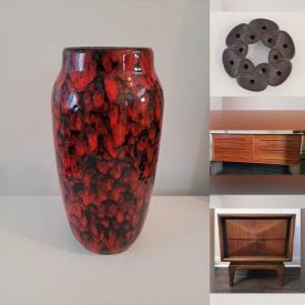 MaxSold Auction: This online auction features Christmas blowmolds, antique glass ornaments, teak furniture, art glass, Dornbusch lamp, vintage Pyrex, Blue Mountain pottery, outerwear, metal wall art, W. German pottery, tulip chairs, Hull pottery, Rosenthal pottery, tin toys, and more!