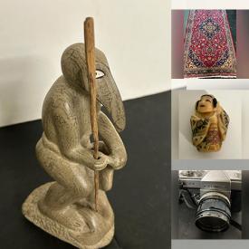 MaxSold Auction: This online auction features Pulgini painting, Julie King painting, area rugs & runner, Limoges, Swarovski figurines, William Gill painting, vintage cameras, art glass, antique flow blue pieces, Jasperware, soapstone carvings, snuff bottle, Indigenous artwork, cranberry glass, decorative plates, Virginia Mitchell watercolours, Joe Wilson print, wood sculpture, metal sculpture, Toby jug, cranberry glass, and more!