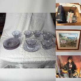 MaxSold Auction: This auction features Art Glass, Wisteria Barware, Mini Shoe Collection, Candles, Books, Xbox, Pet Supplies, Framed Art, Lamps, Linens, Frames, Barbies,  Halloween Decor and much much more!