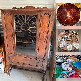 MaxSold Auction: This online auction features vintage furniture, vanity, garden tools, home health aid, craft supplies, pet products, glass lamps, small kitchen appliances, bell collection, power & hand tools, vessel sink, and more!
