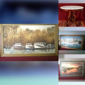 MaxSold Auction: This online auction features GR Linsenmayer artwork, antique marble table, antique balloon seat armchair, and more!