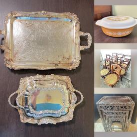 MaxSold Auction: This online auction features vintage chairs, exercise equipment, small kitchen appliances, milk glass, monkey pod collectibles, angel figurines, Precious Moments, decorative plates, cast iron collectibles, games, children’s books, transferware, garden art, planters, cuckoo clock, miniature tea set, stein, decanters, craft supplies, vintage Pyrex, upright piano, vintage sewing machine, table lamps, and more!