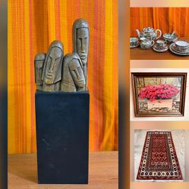 MaxSold Auction: This online auction features antique gingerbread clock, Japanese garden seat, garden art, vintage Chinese planter, stone carvings, art glass, rooster collection, area rugs, Depression glass, Swarovski figurines, planters, Southwest pottery, Hoselton sculptures, teacup/saucer sets, silver, gold & costume jewelry, smoking pipes, Daphne Odjig print, women’s clothing, comics, Cranberry glass, Pokémon cards, and more!