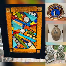 MaxSold Auction: This online auction features garden art, camera & accessories, toys, antique mantle clocks, antique crocks, vintage cutters, Tom Thomson print, antique Meerschaum pipe, vintage Hess truck, antique tools, art glass, vintage tins, tribal drums, antique horse brasses, soapstone carving, vintage biscuit barrels, vintage Pyrex, vintage duck decoys, stained glass panel, teacup/saucer sets, wood carvings, and more!