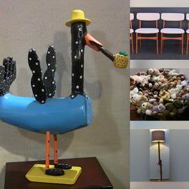 MaxSold Auction: This auction features MCM Dining Chairs, Tripod Lamp, Folk Art, Popcorn Maker, Mickey Mouse Phone, Decoy Ducks, Salt & Peppers, Framed Art, Prints,  Pyrex, Bodum Teapot, T-Shirts, Lps, Folk Art  and much much more!