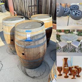 MaxSold Auction: This auction features Wood Barrels, Metal Patio Set, Potted Plants, Food Containers, Cookware, Dinnerware, Cleaning Supplies, Cast Iron Skillets, Frames, Serving Dishes, Games, Display Cabinet, Candleholders, Table Decor, Clocks, Glass Art, Books, Seating, Dolls, Grandfather Clock, Linens, CDs, Office Supplies, Folding Tables,  Stereo Equipment, Accordion, Coins, Tools, Fishing Gear, Freezer, Clothing, Costume Jewelry, Jackets, Carburetors   and much much more!