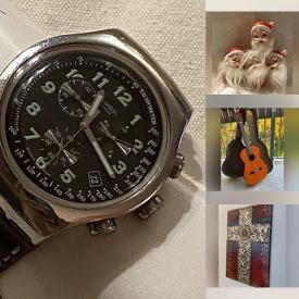 MaxSold Auction: This online auction features stained glass lamps, gold jewelry, watches, coins, vintage glass ornaments, guitar, vintage nutcrackers, vintage Pyrex, Fiestaware, cookie jar, decanters, antique candelabra, yarn, antique wooden yoke, art glass, brass figurines, vintage stone figurine, John Perry sculpture, collectible spoons, and more!!