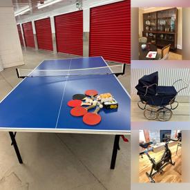 MaxSold Auction: This online auction features exercise equipment, ping pong table, karaoke system, outdoor pizza oven, woven baskets, milk glass, art pottery, bar stools, area rug, art glass, small kitchen appliances, planters, room divider, dollhouse, patio furniture, vintage pram, wheel pendant light, floor vase, CDs, Mexican pottery, pet products, Maasai beadwork collection, garden art, string lights, leather chair, and more!