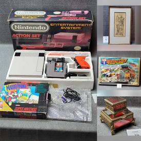 MaxSold Auction: This online auction features vintage toys, games, CDs, Sima Ostrovsky lithograph, vintage Maruyama porcelain, vintage pencil sharpener collection, vintage tin boxes, Lipton tea figurines, crystal vases, cameras & lenses, video game consoles, art books, vinyl records, Hallmark ornaments, and more!