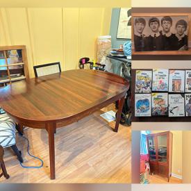 MaxSold Auction: This online auction features Buskbo chairs, dining table, Poang chairs, table linens, windowpane mirrors, exercise equipment, blue willow dishes, outerwear, sports collectibles, oppo suits, art books, games, graphic novels, video games, costume jewelry, costumes, puzzles, pet products, and more!