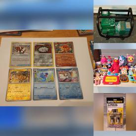 MaxSold Auction: This online auction features fishing gear, garden tools, power & hand tools, Pokémon cards, sports trading cards, hardware, games, toys, air compressor, generator, and more!