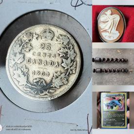 MaxSold Auction: This online auction features coins, banknotes, costume jewelry, Pokémon cards, antique tool, antique wooden legs/spindles, medallions & tokens, and more!