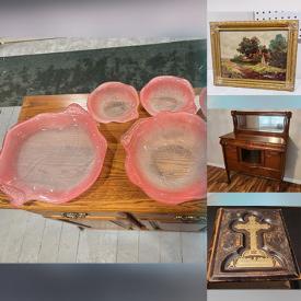 MaxSold Auction: This online auction features skis, snowboards, ski boots, vinyl records, vintage tins, toys, DVDs, watches, vintage books, William Maxwell artwork, Scottish kilts, Bunnykins, children’s books, games, antique wash basin, crock, antique trunk, sewing machine, ladders, vintage tins, sad irons, cookie jar, antique oil lamps, comics, collector plates, teacup/saucer sets, sports trading cards, marbles, Fenton glass, action figures, sterling & costume jewelry, art glass, wood carvings, craft supplies, and more!