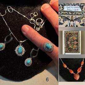 MaxSold Auction: This online auction features sterling & costume jewelry, oil lamps, Persian rugs & runner, garden art, wood carving mask, coins, and more!