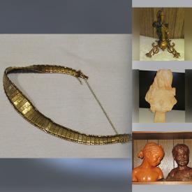 MaxSold Auction: This online auction features gold & costume jewelry, golf clubs, carriage lamp, marble mantle clocks, vinyl records, toys, games, garden tools, planters, garden art, computer desk, art glass, decorative plates, tea cups, vintage chandelier, fabrics, mirrors, craft supplies, stereo components, and more!