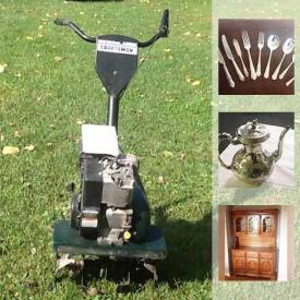 MaxSold Auction: This online auction features an antique pocket watch, Craftsman rototiller, Samsonite luggage, DVDs, antique glass front china cabinet, Johnson Bros. china set, Arthur Price flatware and much more!