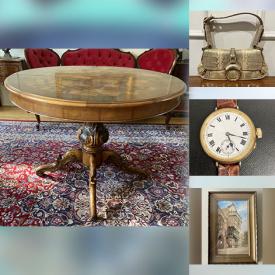 MaxSold Auction: This online auction features antique dining table, antique woodblock prints, art glass, antique cloisonne, vintage Wallendorf figurine, antique porcelain vases, small kitchen appliances, antique planter, coins, Hoselton sculpture, watch, women’s designer footwear, silver jewelry, and more!