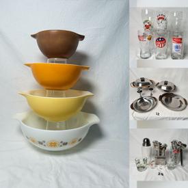 MaxSold Auction: This online auction features vintage Pyrex, Coca-Cola collectibles, barware, miniatures, glassware, MCM serving pieces, and more!