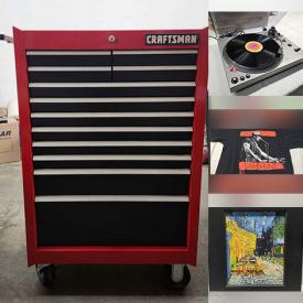 MaxSold Auction: This online auction features wool blankets, framed artwork, graphic t-shirts, stoneware crock, antique toy, art glass, rolling tool chest, collector Barbies, antique kitchen tools, antique typewriter, vinyl records, antique steamer trunk, speakers, and more!