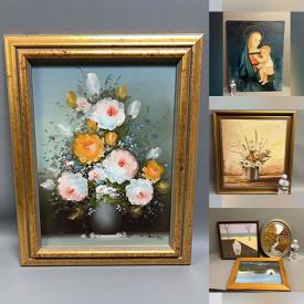 MaxSold Auction: This online auction features Nancy Stahill painting, oil paintings, Victorian portrait, chalkware sculpture, art pottery, mantle clocks, game table, bar mirror, antique rattan stroller, antique trunk, antique vanity, secretary desk, and more!
