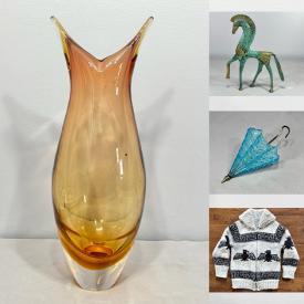 MaxSold Auction: This online auction features Waterford vase, West German pottery, art glass, Poole pottery, vintage Stiffel lamps, art pottery, Carnival glass, sewing machine, vinyl records, vintage Pyrex, Jasperware, puzzle, art supplies, Eva Kolacz painting, sports trading cards, outerwear, and more!