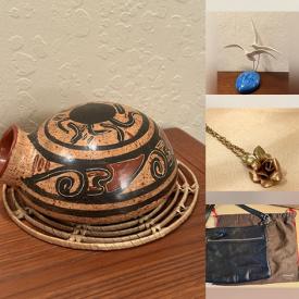 MaxSold Auction: This online auction features framed Chinese art, gold jewelry, designer handbags, sports collectibles, John Perry statue, outerwear, art glass, Indigenous pottery, camera, vintage ashtray, vintage pashmina, and more!\n