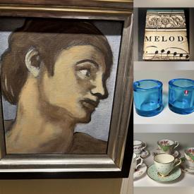 MaxSold Auction: This online auction features teacup/saucer sets, antique demitasse cups, Denby pottery, metal sculpture, art books, antique books, Hull pottery, stone sculpture, art pottery, W. German pottery, vintage Pyrex, Belleck, Royal Doulton figurine, art glass, vintage marbles, Evesham, Brian Waboose artwork, and more!