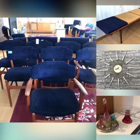 MaxSold Auction: This online auction features teak furniture, outerwear, wood carving, small kitchen appliances, hand tools, vintage CorningWare, upright freezer, soapstone carvings, MCM starburst clock, area rugs, CDs, Benjamin Chee Chee print, Inuit carvings, knitting machines, teacup/saucer sets, gold & costume jewelry, decanter set, desktop computer, monitor, games, desk & chairs, sewing machine, serger, vinyl records, yarn cones, office supplies, leather furniture, Henry Napartok prints, TV, home electronics, women’s clothing & footwear, garden tools, perfumes, refrigerator, and more!