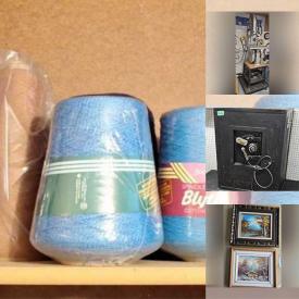 MaxSold Auction: This online auction features MCM lounge armchairs, teak furniture, small kitchen appliances, party supplies, stereo components, porcelain flowers, TV, power & hand tools, security safe, electrical & plumbing supplies, chainsaw, garden tools, floor lamps, lawn mower, patio furniture, monitors, upright freezer, camping gear, canning jars, pet products, craft supplies, yarn, office supplies, desk & chair, sewing machine, outerwear, cedar chest, costume jewelry, stair lift, and more!